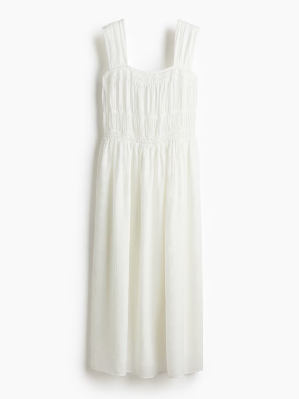H&M Tan Smocked-bodice Dress